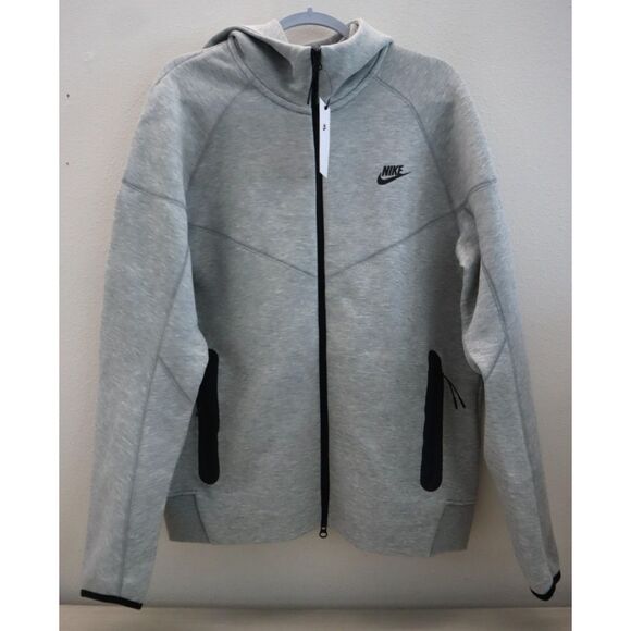 Nike FB7921-063 Men Sz L Gray Heather Tech Fleece Windrunner Full-Zip Hoodie - Picture 1 of 8